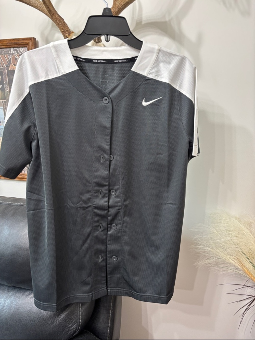 Nike Black and White Softball Button-Up Jersey